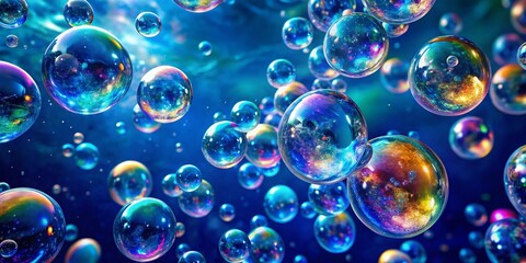 Abstract Sparkling Bubbles: Deep Blue Water Background for Presentations