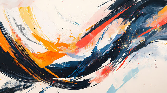 Whirlwind of abstract colors and lines on a dynamic background, conveying a sense of movement and spontaneity panorama. Movement - Waves. Illustration