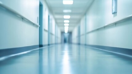 Obraz premium Long, sterile hospital corridor.