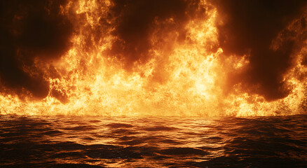 Fiery Sky Reflection Over Ocean