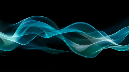 Abstract digital art piece that appears to be blue green smoke. Movement - Waves. Illustration
