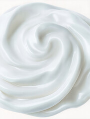 Creamy white swirl of lotion appearing soft and inviting on a light background, emphasizing smooth texture and natural feel