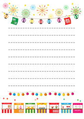 花火大会■打ち上げ花火と屋台の便箋