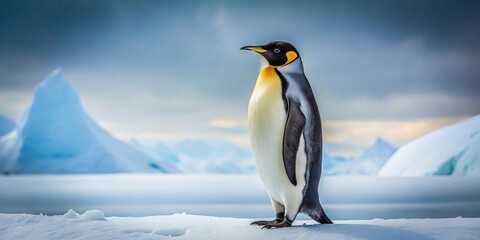 Obraz premium Adorable Penguin on White Background: High-Resolution Aerial Stock Photo