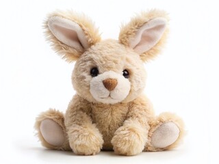 Fototapeta premium Adorable Plush Bunny Rabbit Toy Isolated on White Background - Soft, Fluffy, Cute