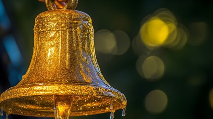 Golden Bell Dripping Honey Close Up Macro Shot