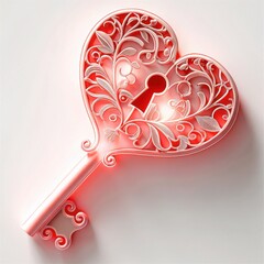  Heart key and lock metallic pink 3D sweet style