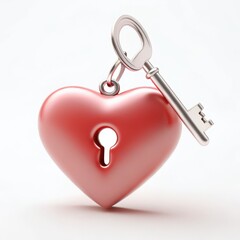  Heart key and lock metallic pink 3D sweet style