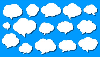Set of vector speech bubble labels. Retro color special offer design elements, chat emblem, black callout