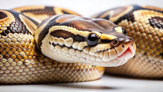 Adorable Python Regius Pied Ball Python Portrait, Close Up Reptile Photography
