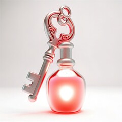  Heart key and lock metallic pink 3D sweet style