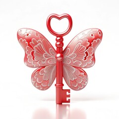 Heart key and lock metallic pink 3D sweet style