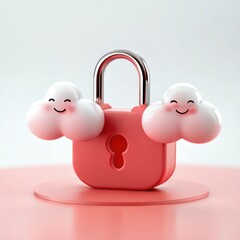  Heart key and lock metallic pink 3D sweet style