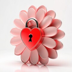  Heart key and lock metallic pink 3D sweet style