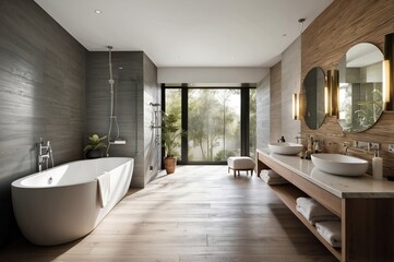 Luxurious modern bathroom with natural light