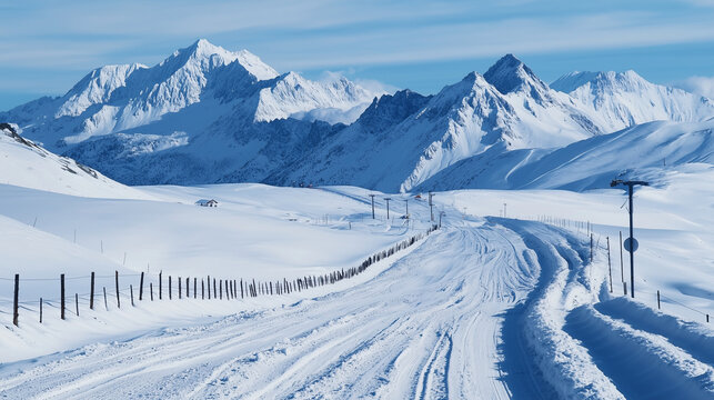 Avalanche Safety Systems in Snowy Mountain Landscape