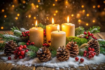 Advent Candles Christmas Decorations Festive Holiday Season Winter