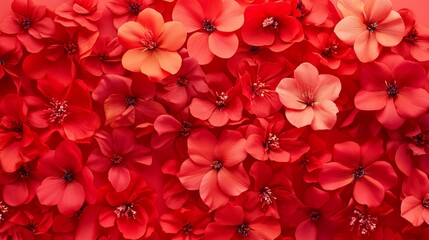 Vibrant Red Flowers Floral Background Beautiful Blossom Reddish Bloom Petals Nature Spring Summer Botanical Design Texture Closeup Photography Image  