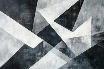 Abstract Geometric Triangle Pattern in Gray White and Black