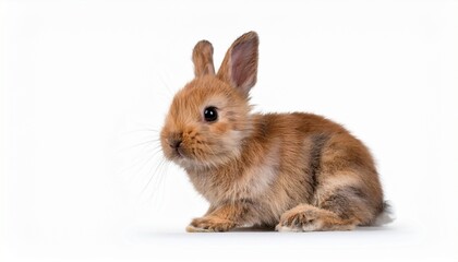 Obraz premium Four-Month-Old Rabbit: Sitting Isolated on White Background