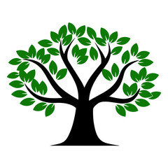 Obraz premium Lush green tree icon with spreading branches
