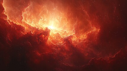 Red giant illuminating a dark cosmic cloud its warm glow casting eerie shadows across interstellar dust
