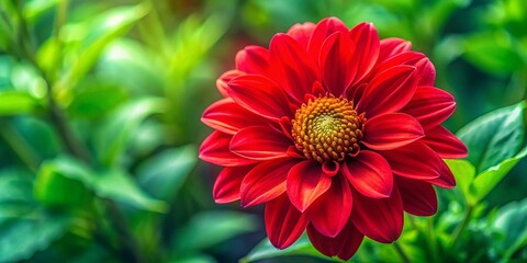 Obraz premium Aerial View of Red Flower Detail, Vibrant Blossom Close-Up, Nature Photography