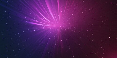 Fototapeta premium Abstract Purple and Pink Cosmic Burst Radiating Light Rays and Sparkling Stars Background