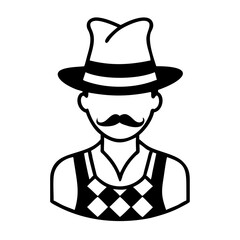 Bavarian man icon in black and white