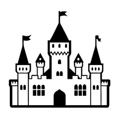 Obraz premium Castle icon in black and white