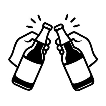 cheers beer bottles black and white clip art preview