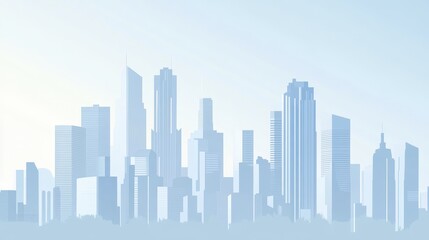 Fototapeta premium Serene Cityscape Skyline at Dawn A Breathtaking View of Modern Urban Architecture