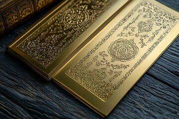 Fototapeta premium Exquisite Gold Quranic Plates