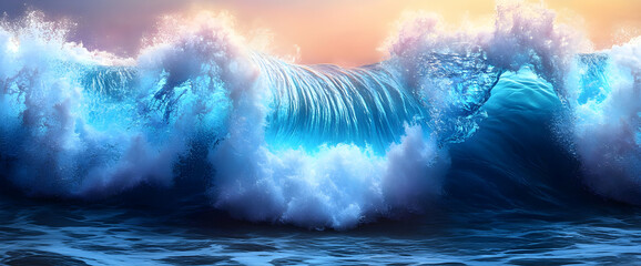 Fototapeta premium Powerful Ocean Waves At Sunset