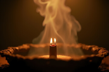 Inspirational Dia de Muertos Candle With Smoke Revealing Cultural Heritage Glow