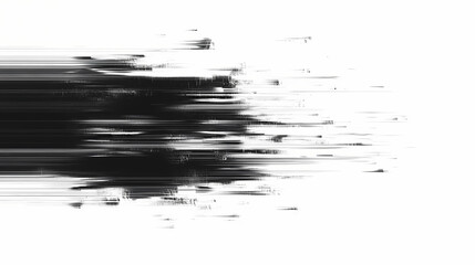 Glitch scan lines screen display in black and white. Chaos - Storm. Illustration