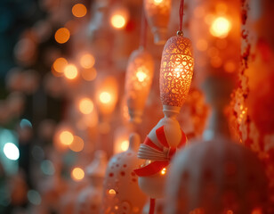 Stunning Decorative Lanterns Celebrating Dia de Muertos Festival in Colorful Glow