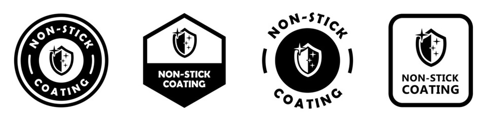 Non stick coating vector icons for kitchen tools.