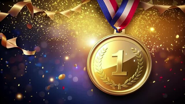 Realistic gold medal mockup. Gold medal with ribbon. Design winner golden medal prize. Winner award medal