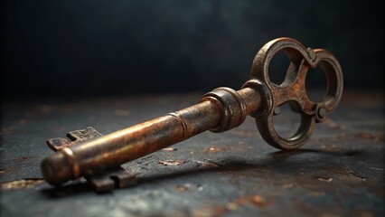 Antique Key, Rusty Metal Key, Vintage Key, Old Key, Grunge Key Stock Photo