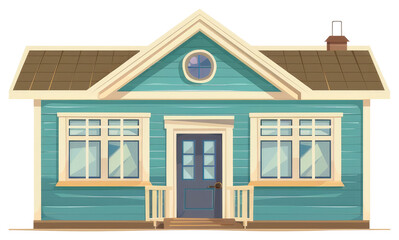 A simple cartoon illustration depicting a cute cottage style building