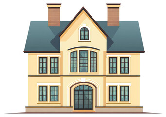 A detailed and illustrated cartoon image of a house building