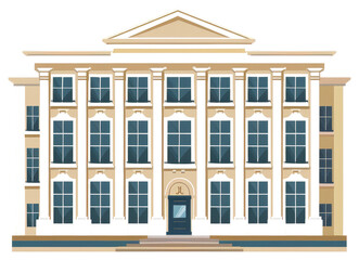 Fototapeta premium A large elegant building illustration with windows and columns on display
