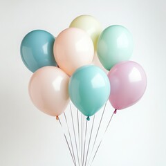 Pastel Colored Balloon Bunch Against White Background