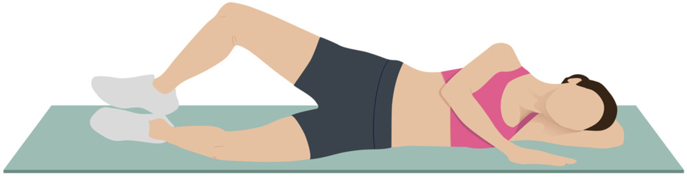 pilates clam shell workout woman illustration