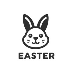 easter bunny icon, cute rabbit character, simple flat style, isolated on transparent