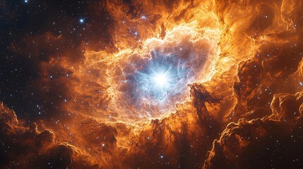 Obraz premium White dwarf surrounded by a glowing planetary nebula the remnants of its former life as a massive star vibrant cosmic scene