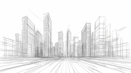 Fototapeta premium Website design wireframe examples of web and mobile wireframe sketches printable isolated with white highlights, png. Evolution - City. Illustration