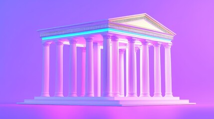 Fototapeta premium 3D Rendered Classical Temple in Neon Light