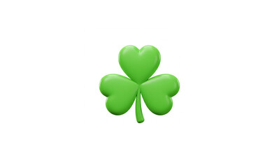 Ultra-Detailed Photorealistic 3D Render of a Cartoon Shamrock Icon on Pure White Background